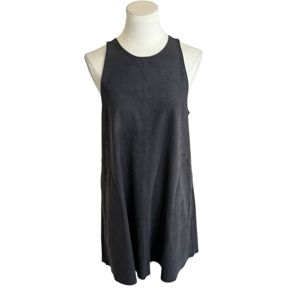 WILFRED A Line Shift Mini Dress Gray Pockets sz XS Aritzia Faux Suede Trompette - Picture 1 of 8